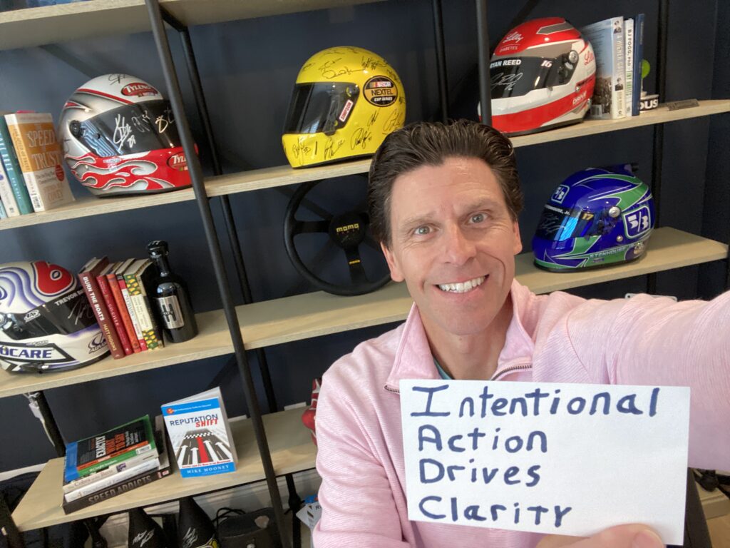 intentional-action-clarity.jpg" and "Taking intentional action leads to clarity and success.